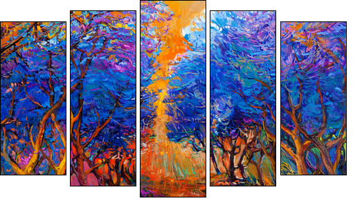 Autumn forest - Five-piece canvas print, Pentaptych