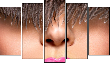  Closeup Beautiful female lips with pink  lipstick - Five-piece canvas print, Pentaptych