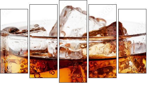 Fragment of glass cola with ice - Five-piece canvas print, Pentaptych