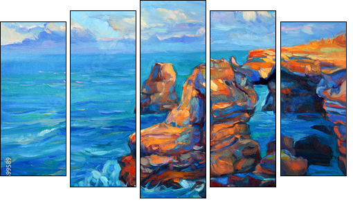 Cliffs and ocean - Five-piece canvas print, Pentaptych