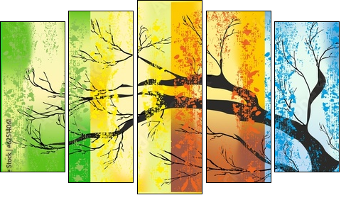 cztery pory roku, - Five-piece canvas print, Pentaptych