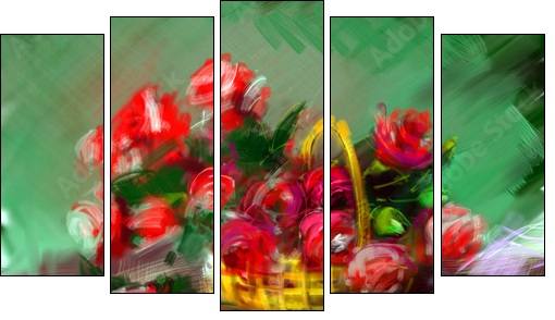 Bouquet of roses - Five-piece canvas print, Pentaptych