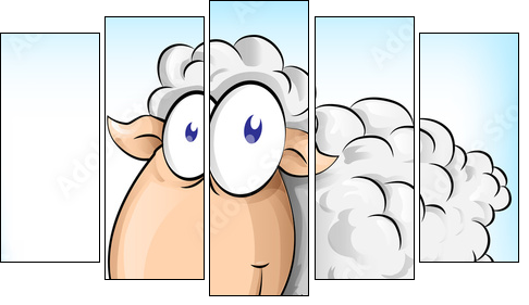 sheep cartoon on  background - Five-piece canvas print, Pentaptych