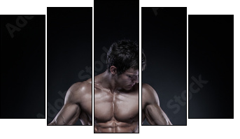 Strong Athletic Man Fitness Model Torso showing big muscles - Five-piece canvas print, Pentaptych
