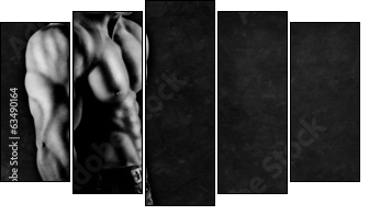 Bodybuilder showing his muscles - Five-piece canvas print, Pentaptych