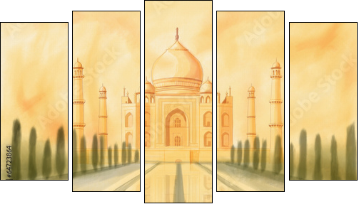 Taj Mahal India - Five-piece canvas print, Pentaptych