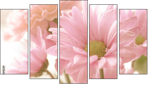 Soft tone floral bouquet - Five-piece canvas print, Pentaptych