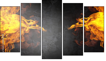 Fire flames - Five-piece canvas print, Pentaptych