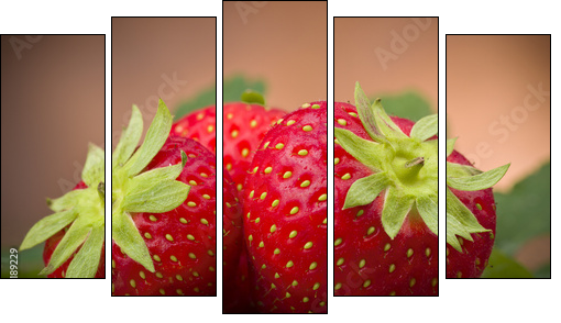 Fresh Strawberry close up on the wood - Five-piece canvas print, Pentaptych