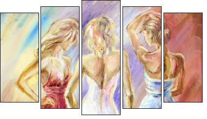 Beautiful women at the ball. Oil painting. - Five-piece canvas print, Pentaptych