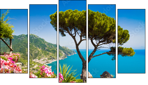 Postcard view of Amalfi Coast, Ravello, Campania, Italy - Five-piece canvas print, Pentaptych