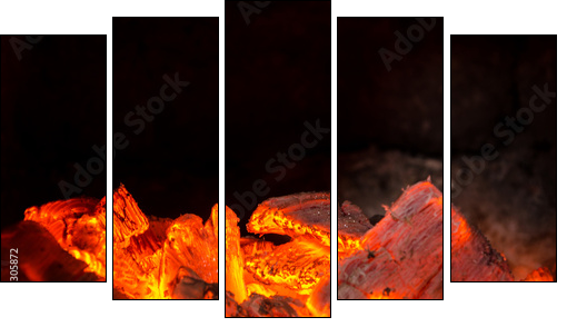 Hot coals in the Fire - Five-piece canvas print, Pentaptych
