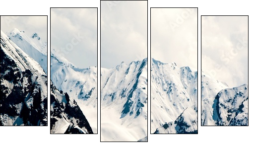 Mountainous landscape in Switzerland. - Five-piece canvas print, Pentaptych