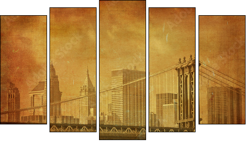 vintage grunge image of new york city - Five-piece canvas print, Pentaptych