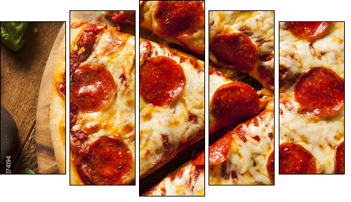 Hot Homemade Pepperoni Pizza - Five-piece canvas print, Pentaptych