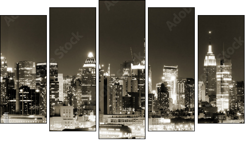 Manhattan West side at night - Five-piece canvas print, Pentaptych
