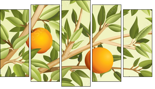 Peaches - Five-piece canvas print, Pentaptych