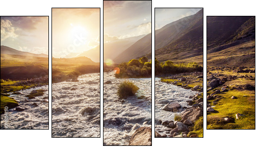 Mountain river - Five-piece canvas print, Pentaptych