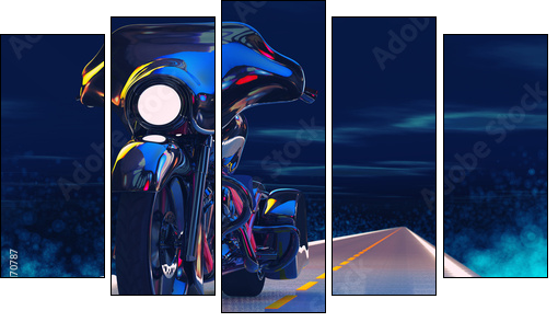 Night Motorcycle - Five-piece canvas print, Pentaptych