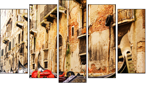 Traditional Venice gandola ride - Five-piece canvas print, Pentaptych