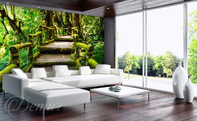 Green-stairs-living-room-wallpapers-demur