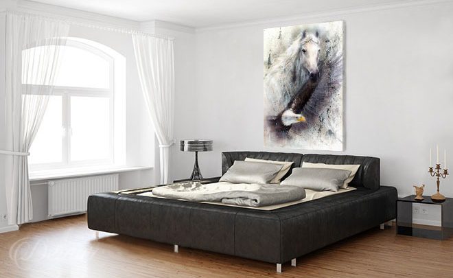 A-beautiful-steed-and-a-wild-eagle-animals-canvas-prints-demur