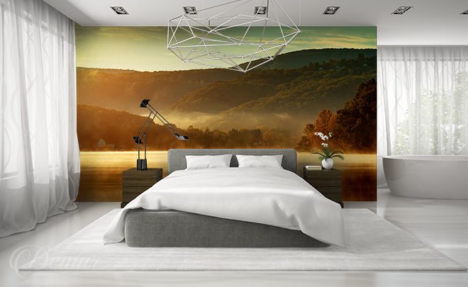 A-mountain-lake-in-the-morning-bedroom-wallpapers-demur