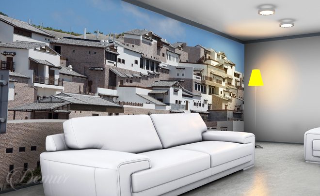 The-nearby-houses-wall-mural-living-room-wallpapers-demur