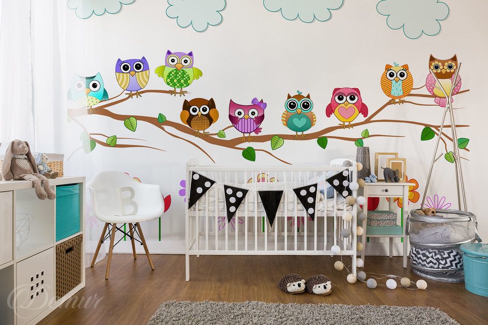 Sleepy-owls-sleeping-at-dusk-for-children-wallpapers-demur