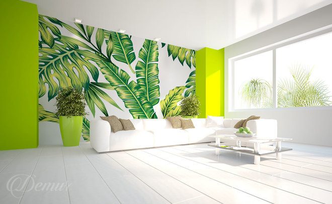 Exotically-leaved-living-room-wallpapers-demur