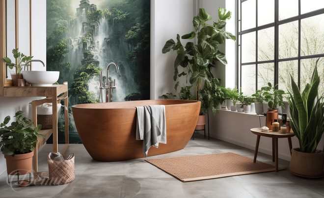 A-waterfall-bursting-with-greenery-bathroom-wallpapers-demur