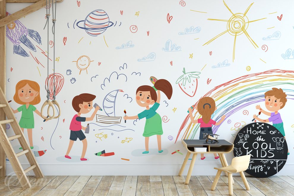 Carefree-fun-with-friends-kindergarten-wallpapers-demur