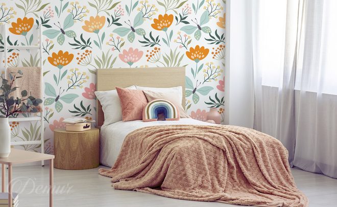 Floral-and-joyful-girls-room-wallpapers-demur