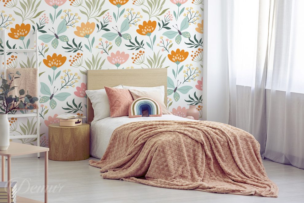 Floral-and-joyful-girls-room-wallpapers-demur